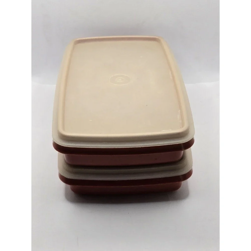 Tupperware Deli Meat Coldcut Storage Container Paprika with Lid Set of 2